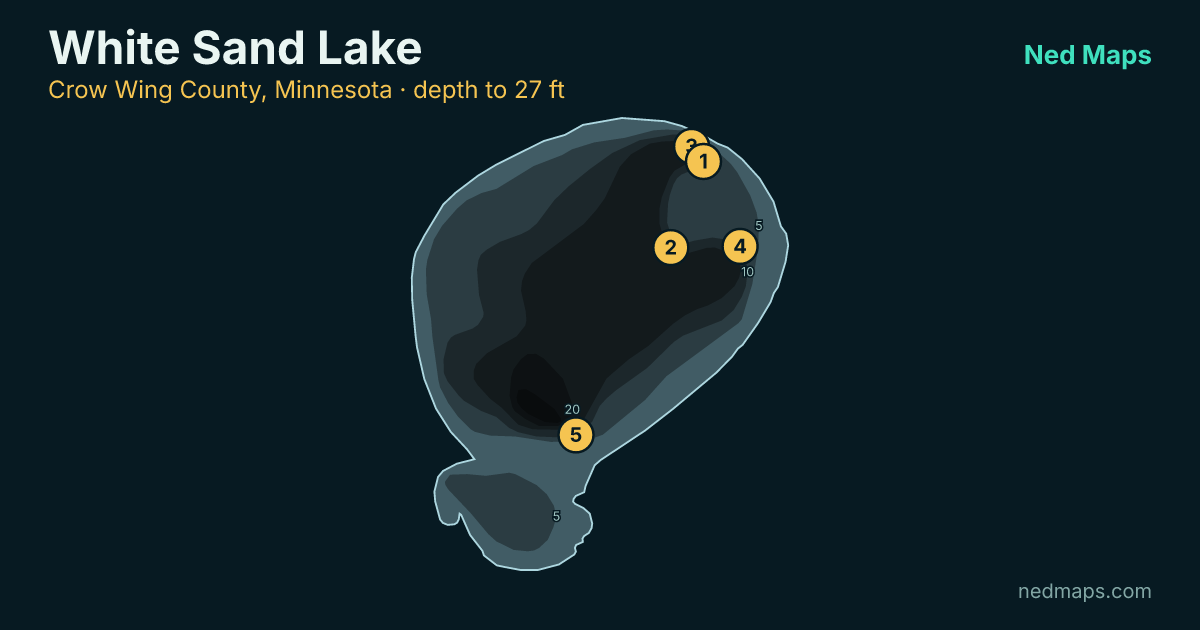 White Sand Lake depth contour map, Crow Wing County, Minnesota