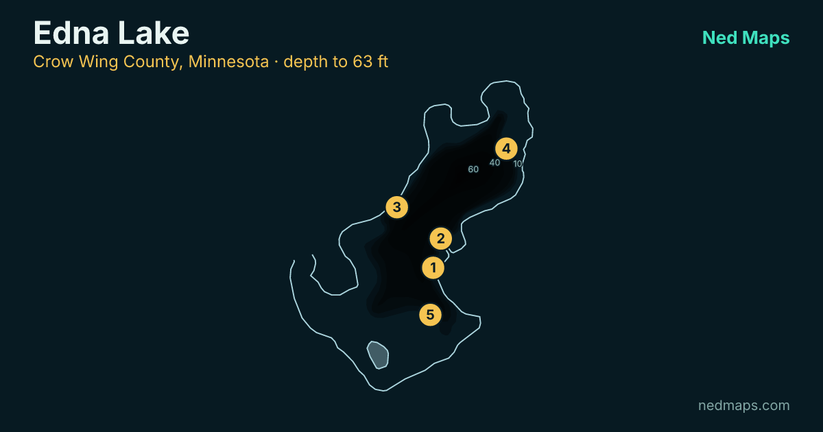 Edna Lake depth contour map, Crow Wing County, Minnesota