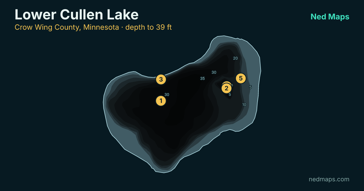 Lower Cullen Lake depth contour map, Crow Wing County, Minnesota