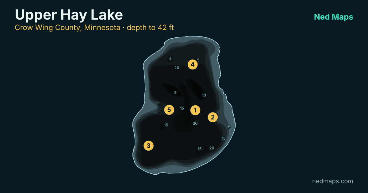 Upper Hay Lake depth contour map, Crow Wing County, Minnesota