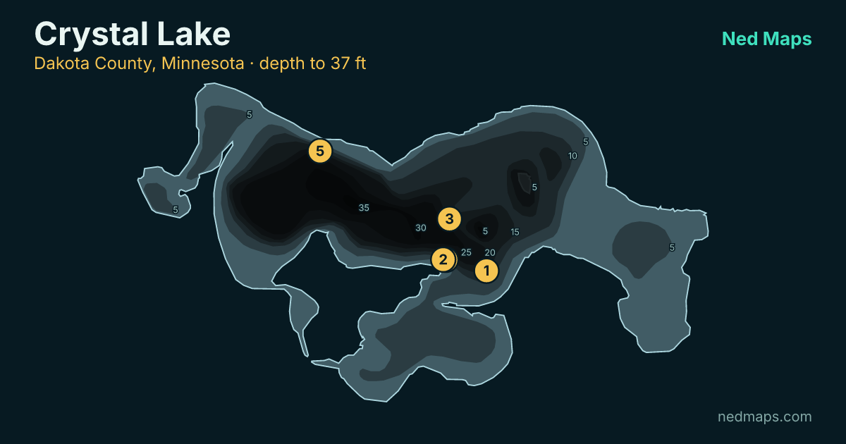 Crystal Lake depth contour map, Dakota County, Minnesota