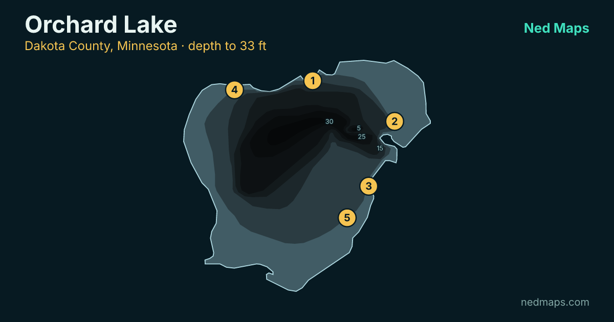 Orchard Lake depth contour map, Dakota County, Minnesota