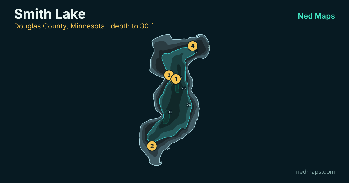 Smith Lake depth contour map, Douglas County, Minnesota
