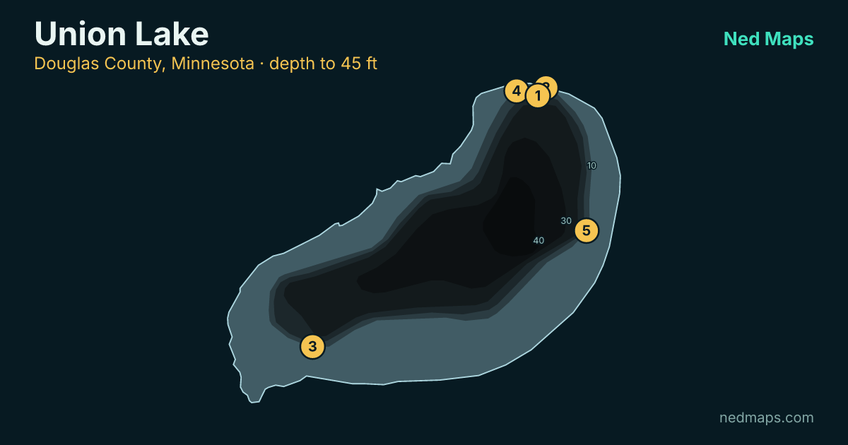 Union Lake depth contour map, Douglas County, Minnesota