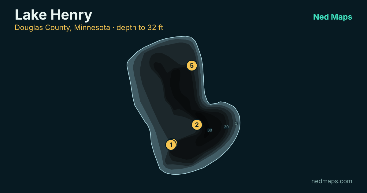 Lake Henry depth contour map, Douglas County, Minnesota