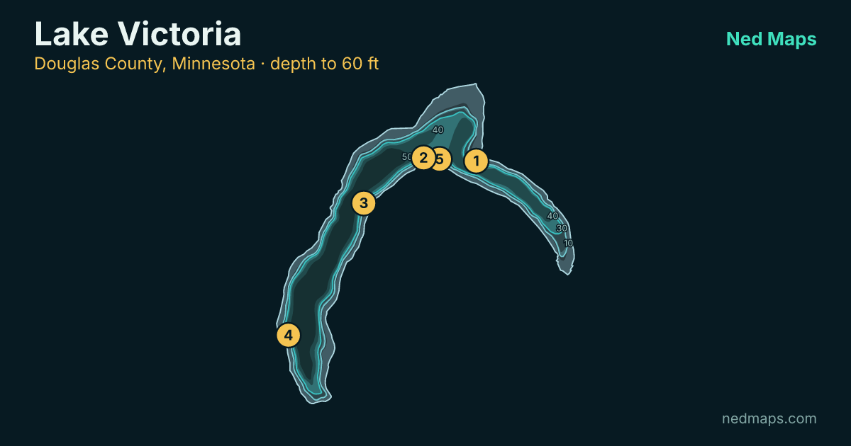 Lake Victoria depth contour map, Douglas County, Minnesota