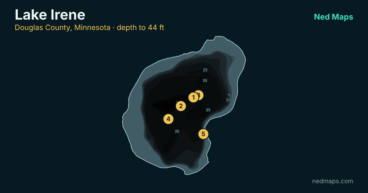 Lake Irene depth contour map, Douglas County, Minnesota