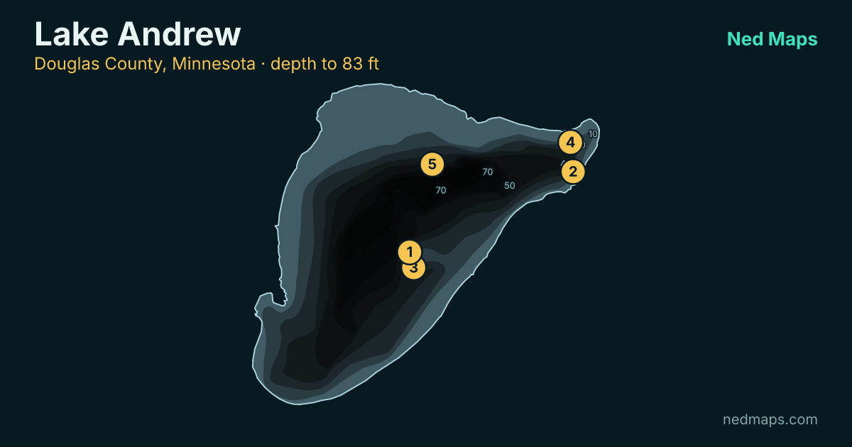 Lake Andrew depth contour map, Douglas County, Minnesota
