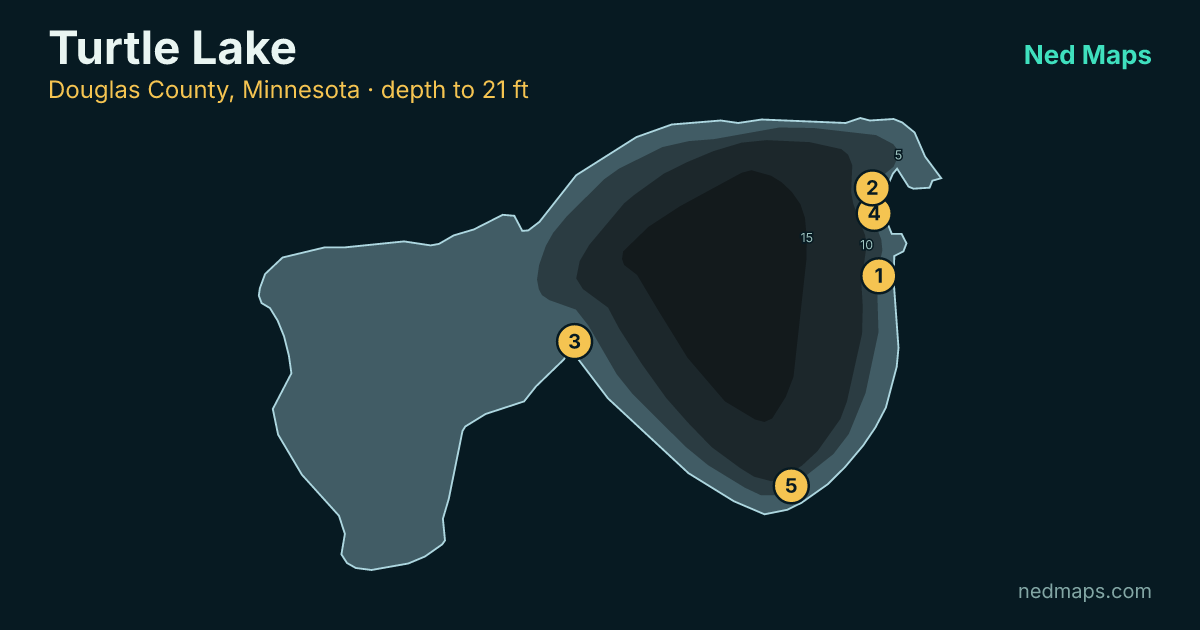 Turtle Lake depth contour map, Douglas County, Minnesota