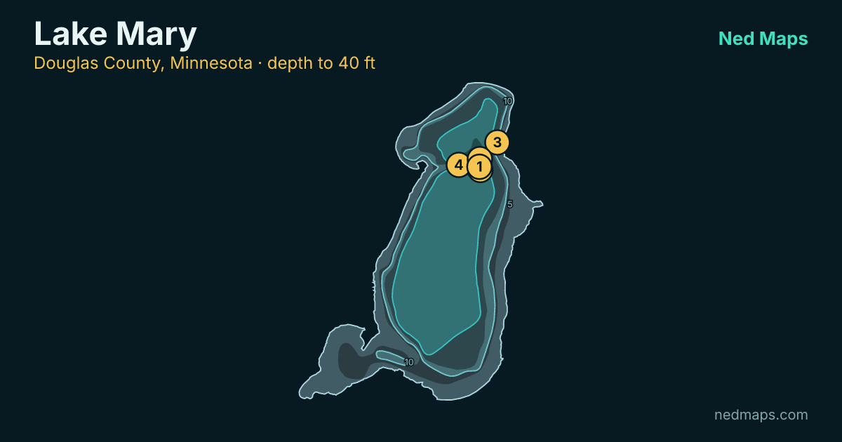 Lake Mary depth contour map, Douglas County, Minnesota