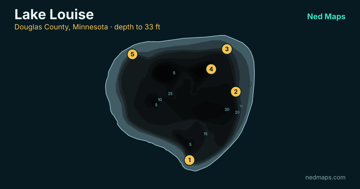 Lake Louise depth contour map, Douglas County, Minnesota