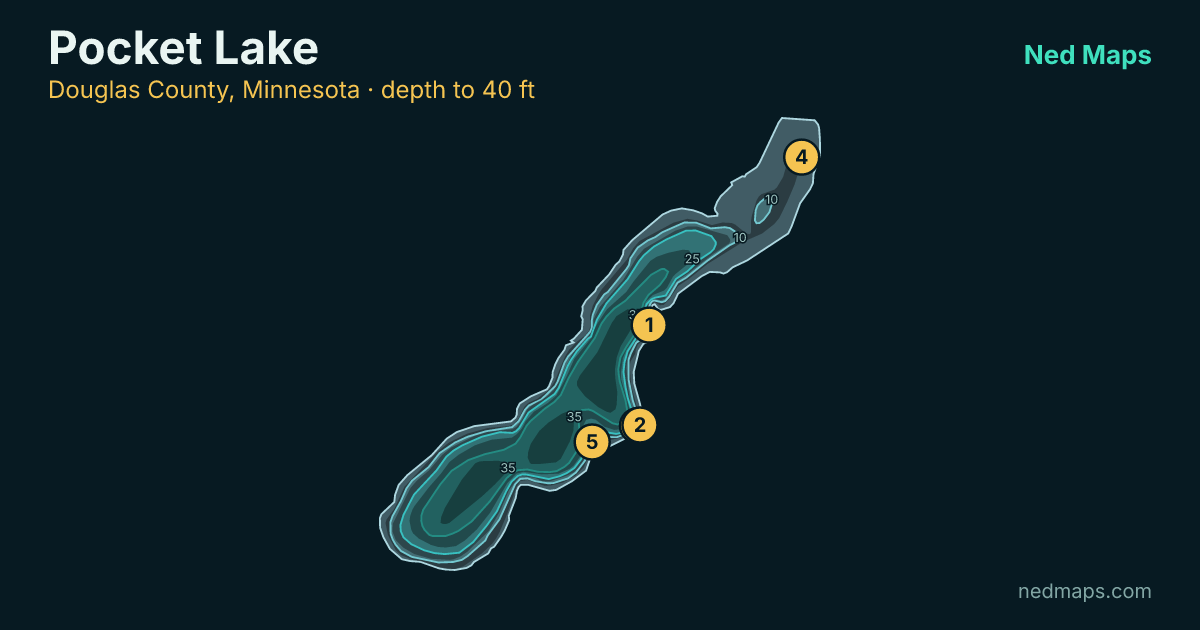 Pocket Lake depth contour map, Douglas County, Minnesota