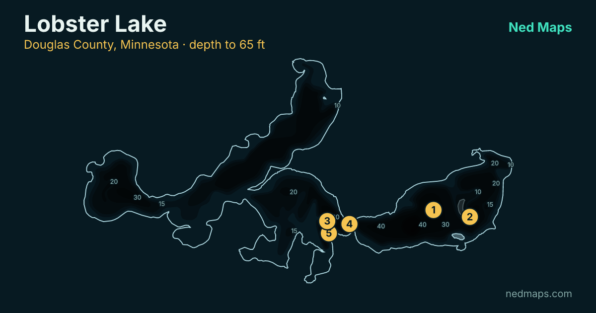 Lobster Lake depth contour map, Douglas County, Minnesota