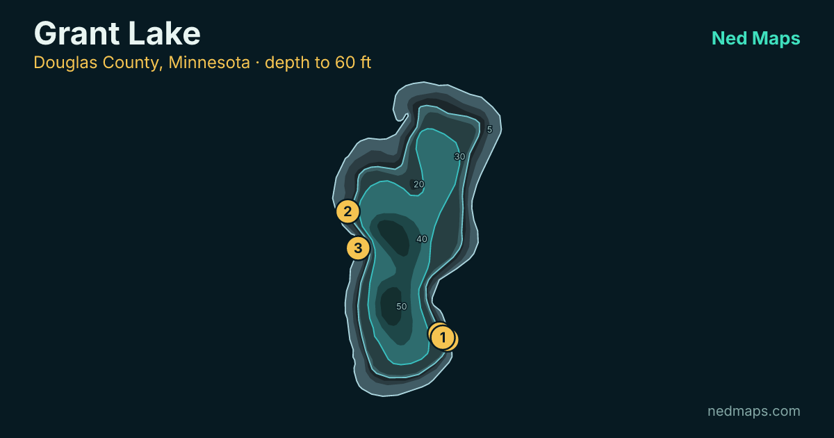 Grant Lake depth contour map, Douglas County, Minnesota