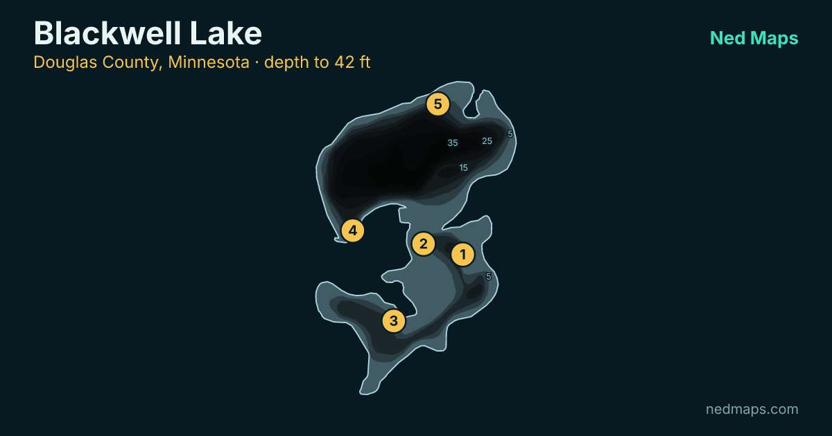 Blackwell Lake depth contour map, Douglas County, Minnesota