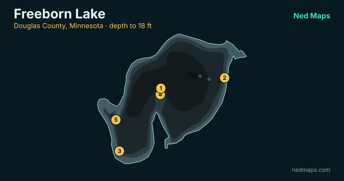 Freeborn Lake depth contour map, Douglas County, Minnesota