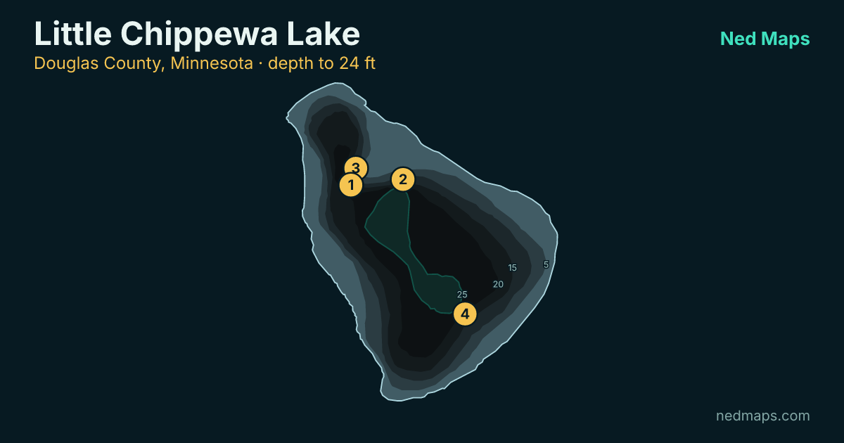 Little Chippewa Lake depth contour map, Douglas County, Minnesota