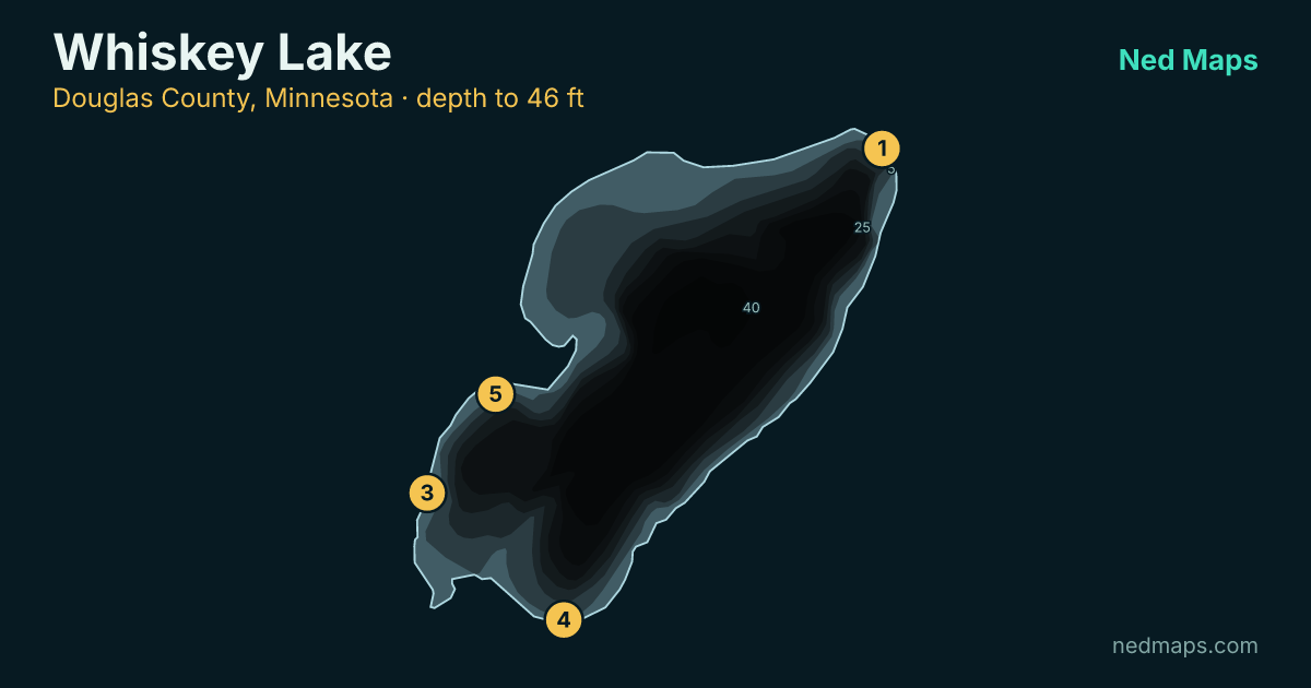 Whiskey Lake depth contour map, Douglas County, Minnesota