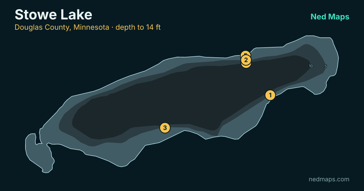 Stowe Lake depth contour map, Douglas County, Minnesota