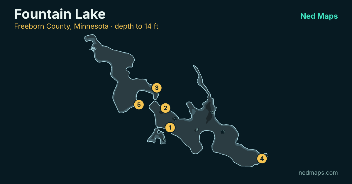 Fountain Lake depth contour map, Freeborn County, Minnesota