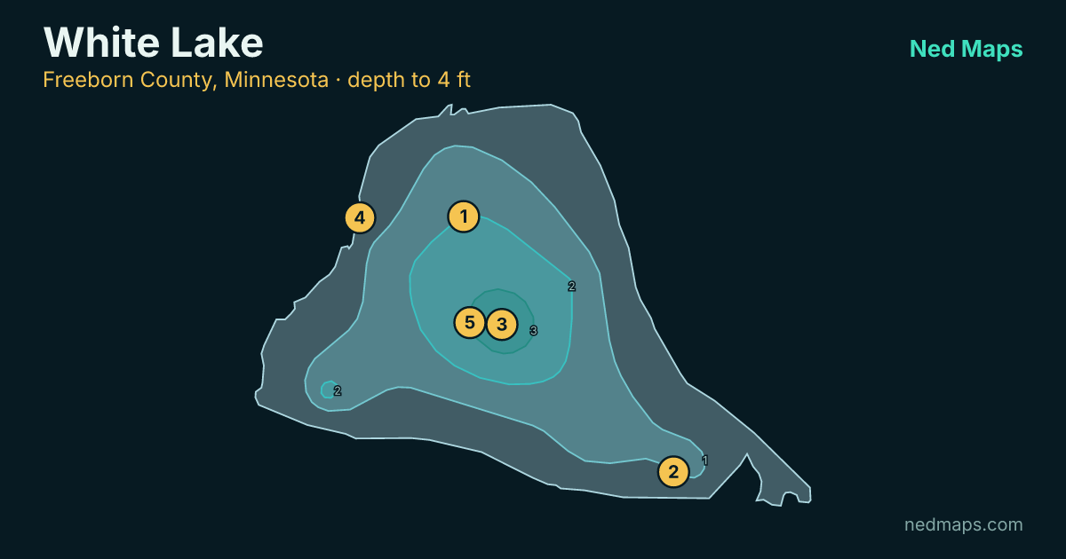 White Lake depth contour map, Freeborn County, Minnesota
