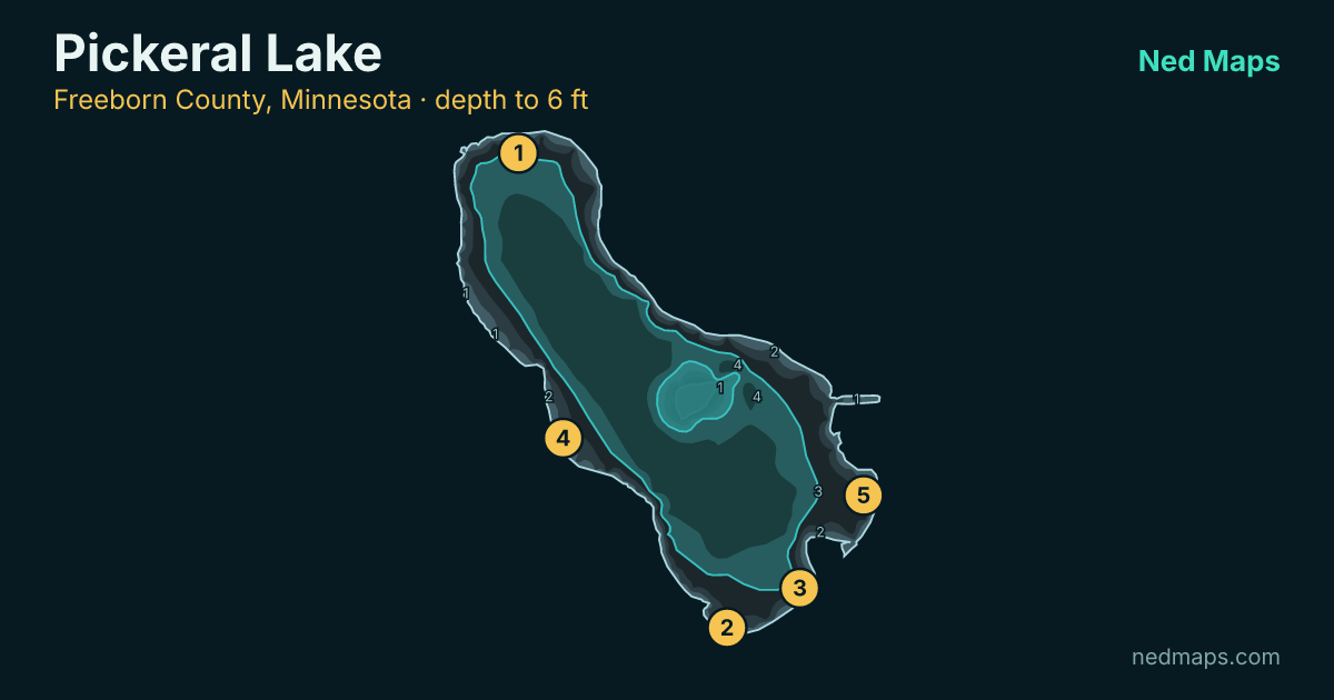 Pickeral Lake depth contour map, Freeborn County, Minnesota