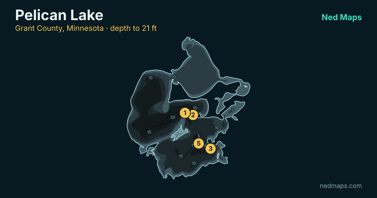 Pelican Lake depth contour map, Grant County, Minnesota