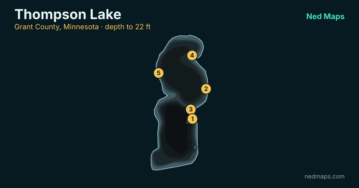 Thompson Lake depth contour map, Grant County, Minnesota