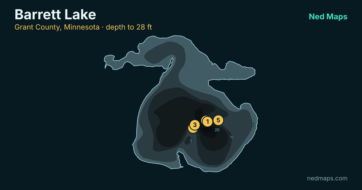 Barrett Lake depth contour map, Grant County, Minnesota