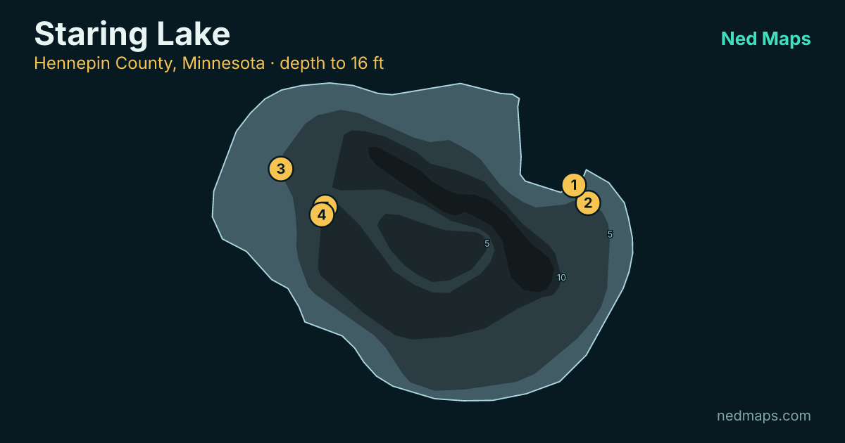 Staring Lake depth contour map, Hennepin County, Minnesota