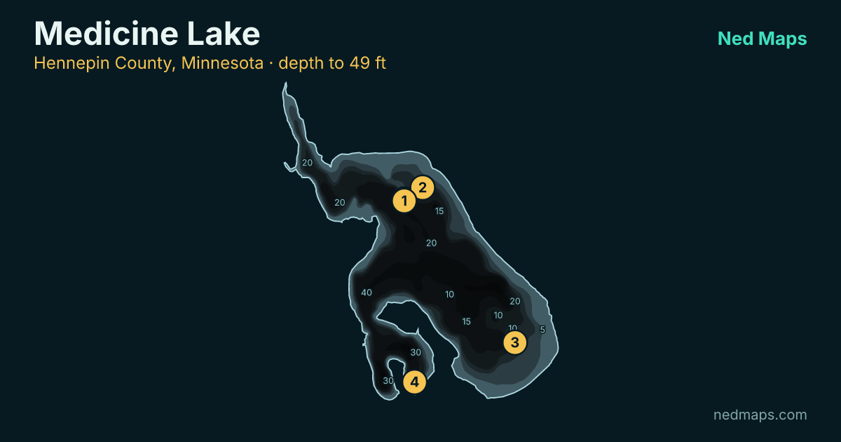 Medicine Lake depth contour map, Hennepin County, Minnesota