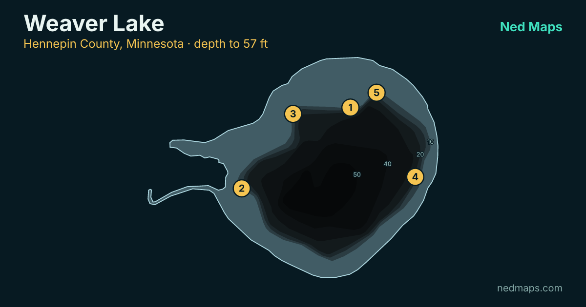 Weaver Lake depth contour map, Hennepin County, Minnesota