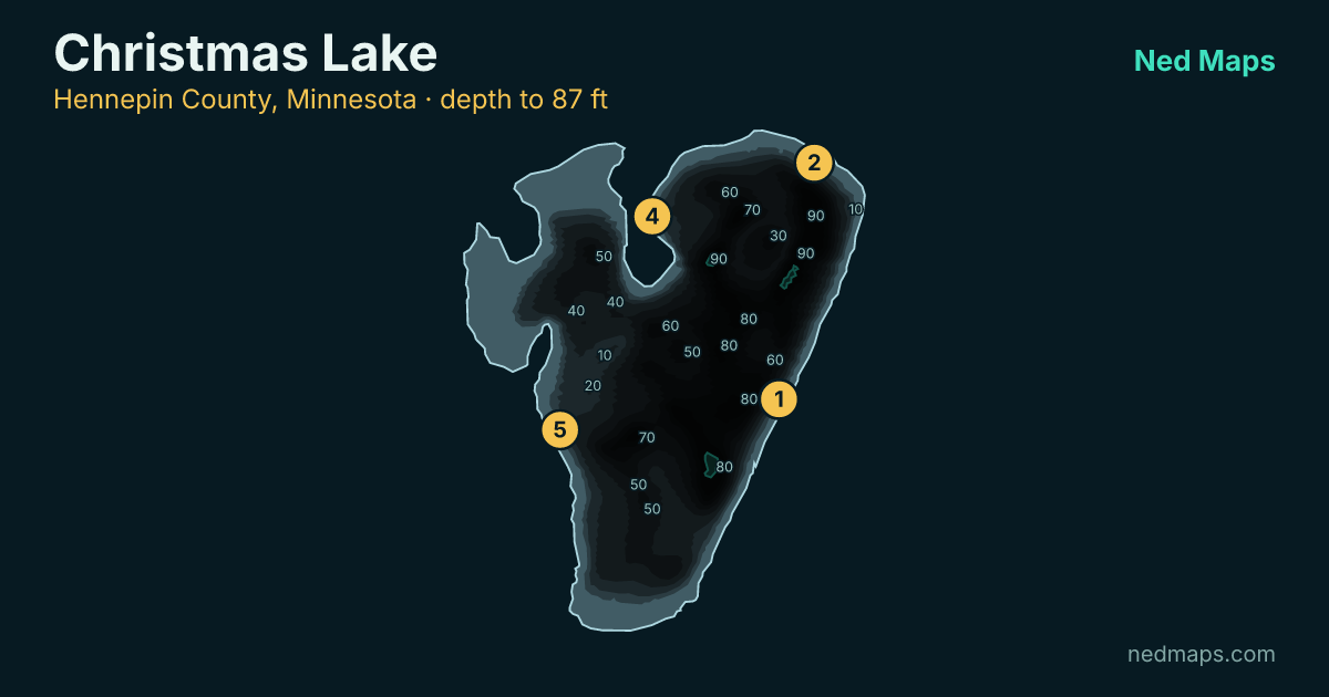 Christmas Lake depth contour map, Hennepin County, Minnesota