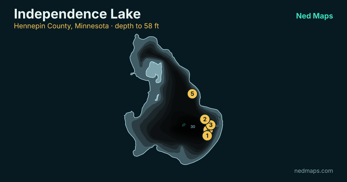 Depth contour map of Independence Lake, Hennepin County