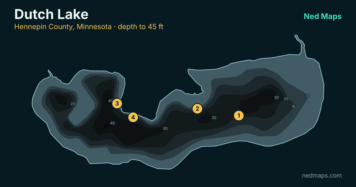 Dutch Lake depth contour map, Hennepin County, Minnesota