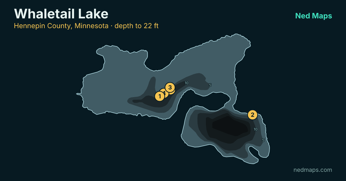 Whaletail Lake depth contour map, Hennepin County, Minnesota