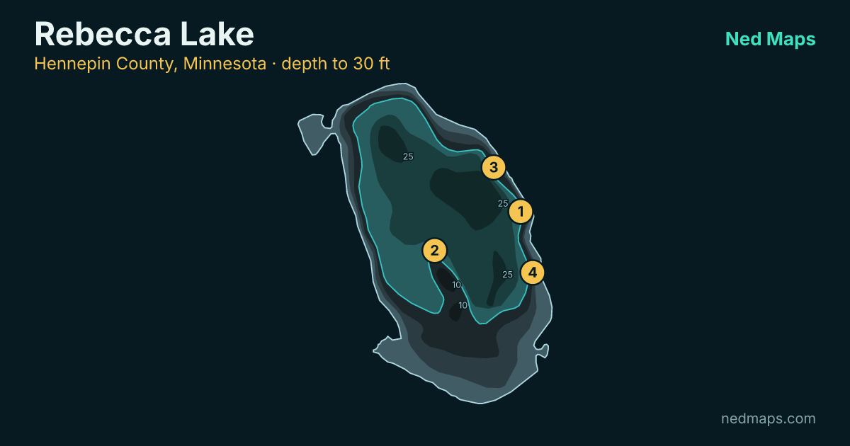 Rebecca Lake depth contour map, Hennepin County, Minnesota