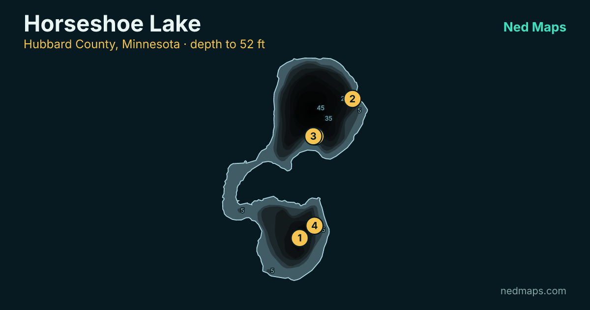 Horseshoe Lake depth contour map, Hubbard County, Minnesota