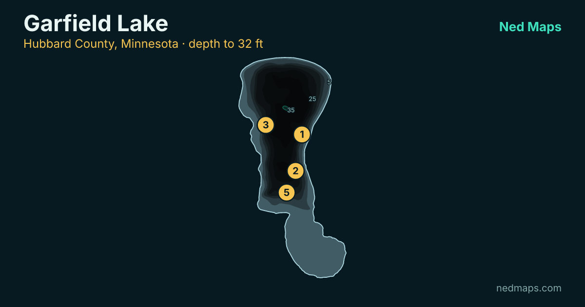 Garfield Lake depth contour map, Hubbard County, Minnesota
