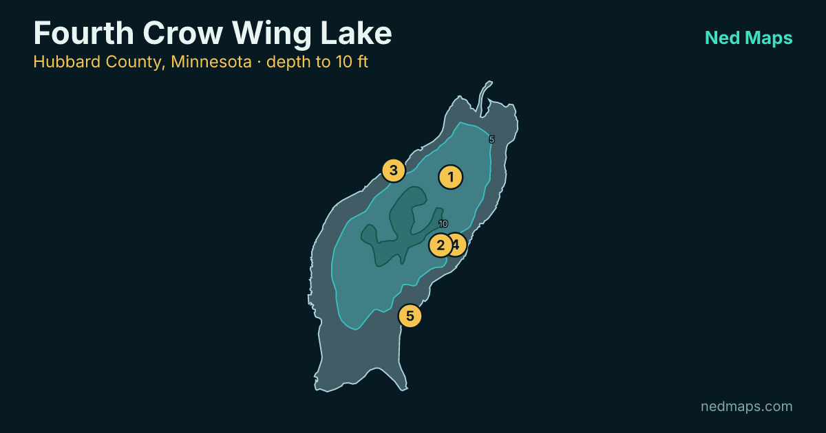 Fourth Crow Wing Lake depth contour map, Hubbard County, Minnesota