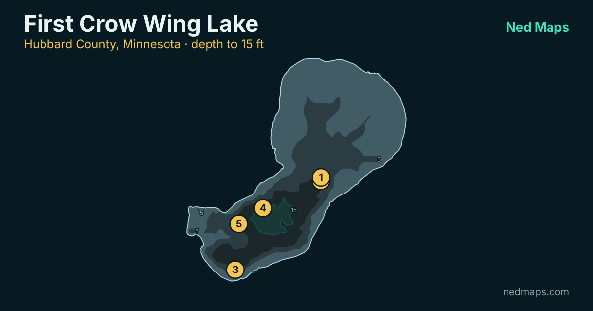 First Crow Wing Lake depth contour map, Hubbard County, Minnesota