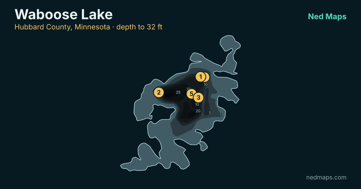 Waboose Lake depth contour map, Hubbard County, Minnesota