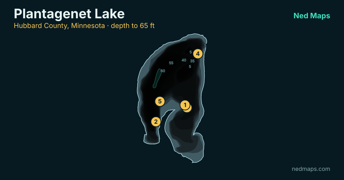 Plantagenet Lake depth contour map, Hubbard County, Minnesota