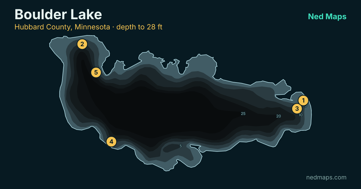 Depth contour map of Boulder Lake, Hubbard County