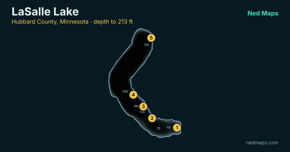 LaSalle Lake depth contour map, Hubbard County, Minnesota