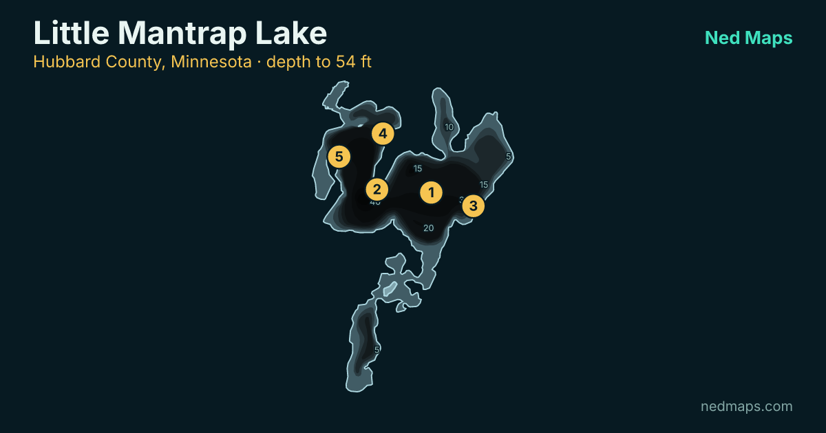 Little Mantrap Lake depth contour map, Hubbard County, Minnesota