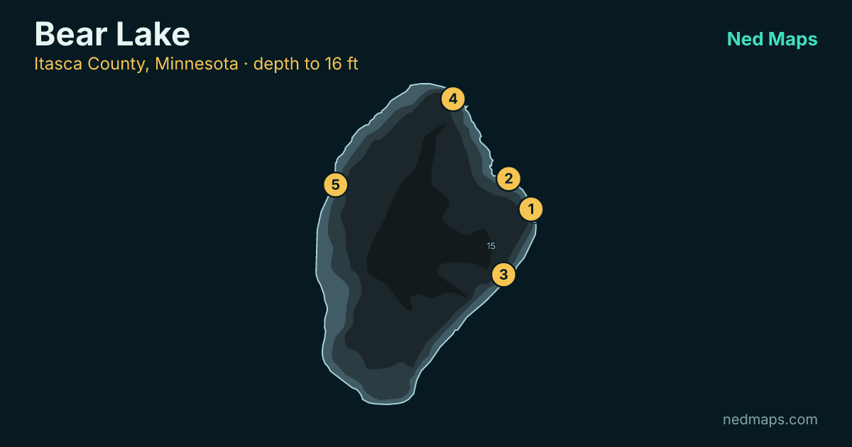 Bear Lake depth contour map, Itasca County, Minnesota