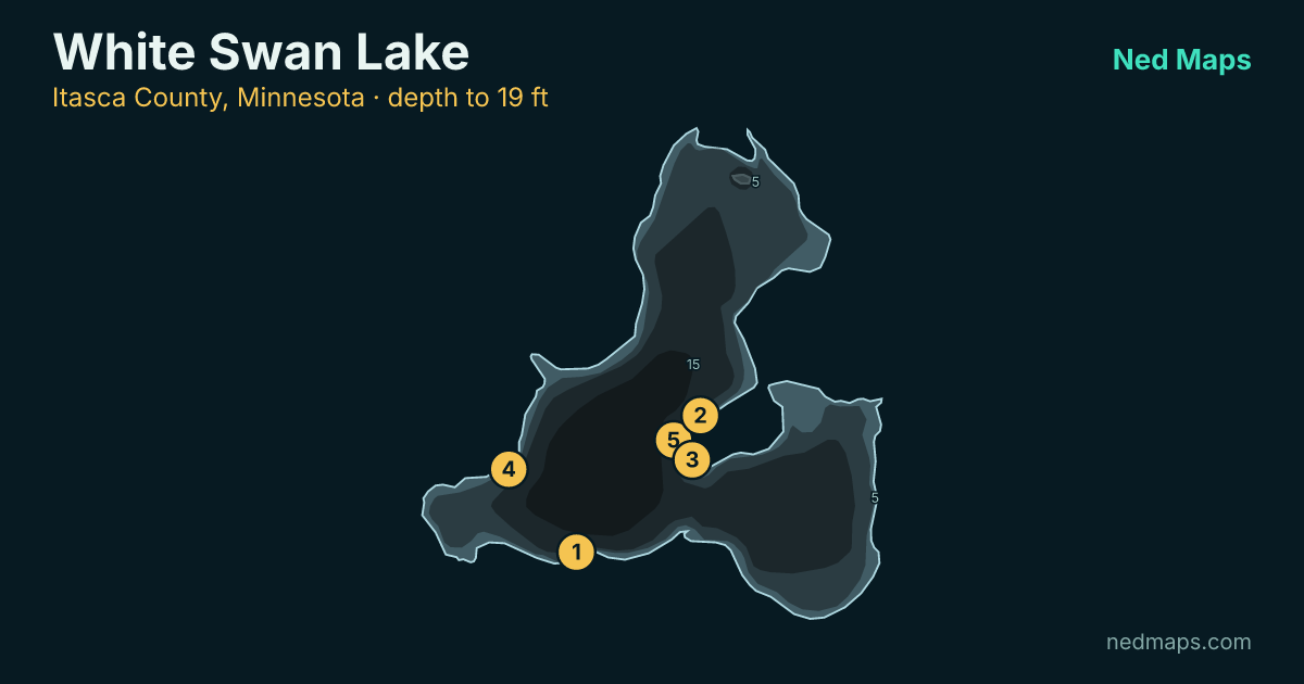 White Swan Lake depth contour map, Itasca County, Minnesota