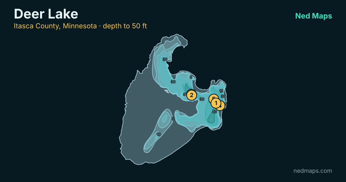 Deer Lake depth contour map, Itasca County, Minnesota