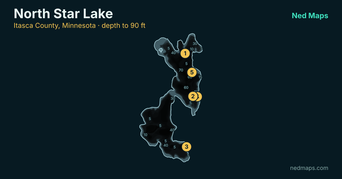 North Star Lake depth contour map, Itasca County, Minnesota